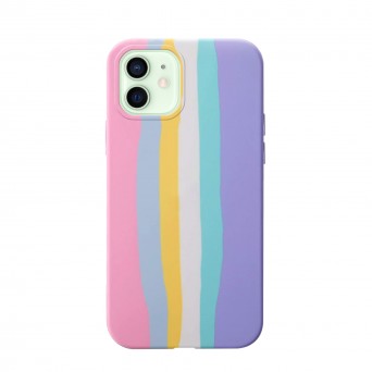 Capa silicone iPhone 12/12 Pro Rainbow Pastel Griibi