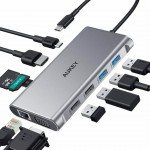 USB-C Dock Station Aukey CB-C89 Prateado Novo