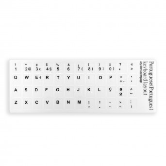 White Portuguese Keyboard Stickers Novo